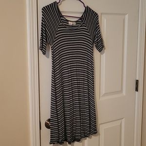 ROXY skater dress black & white stripes size M